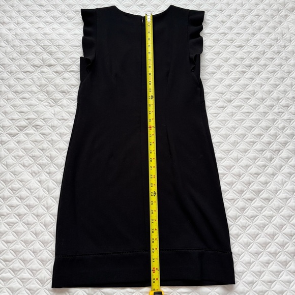 DKNY Midi Ruffle Cap Sleeve Crewneck Zipper Back Dress - Black - Size 4 - Picture 11 of 14